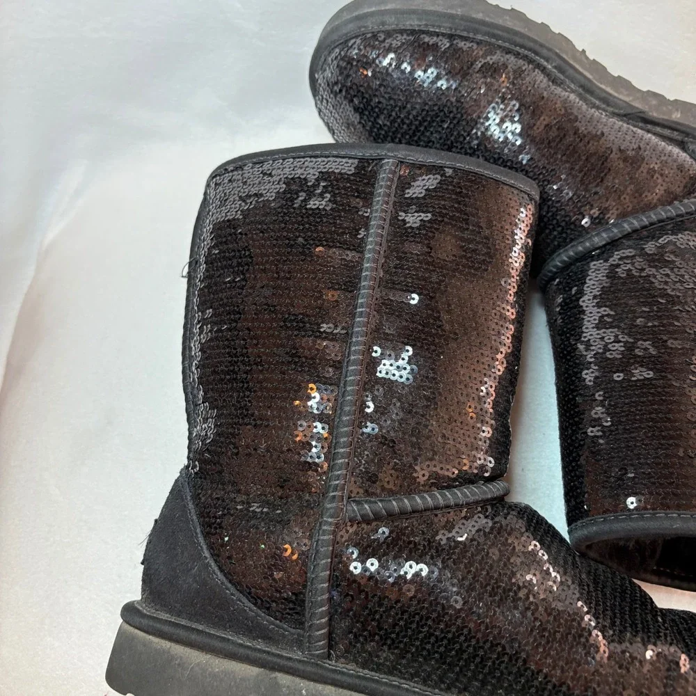 UGG Australia Classic Short Sparkle Black Sequin Boots